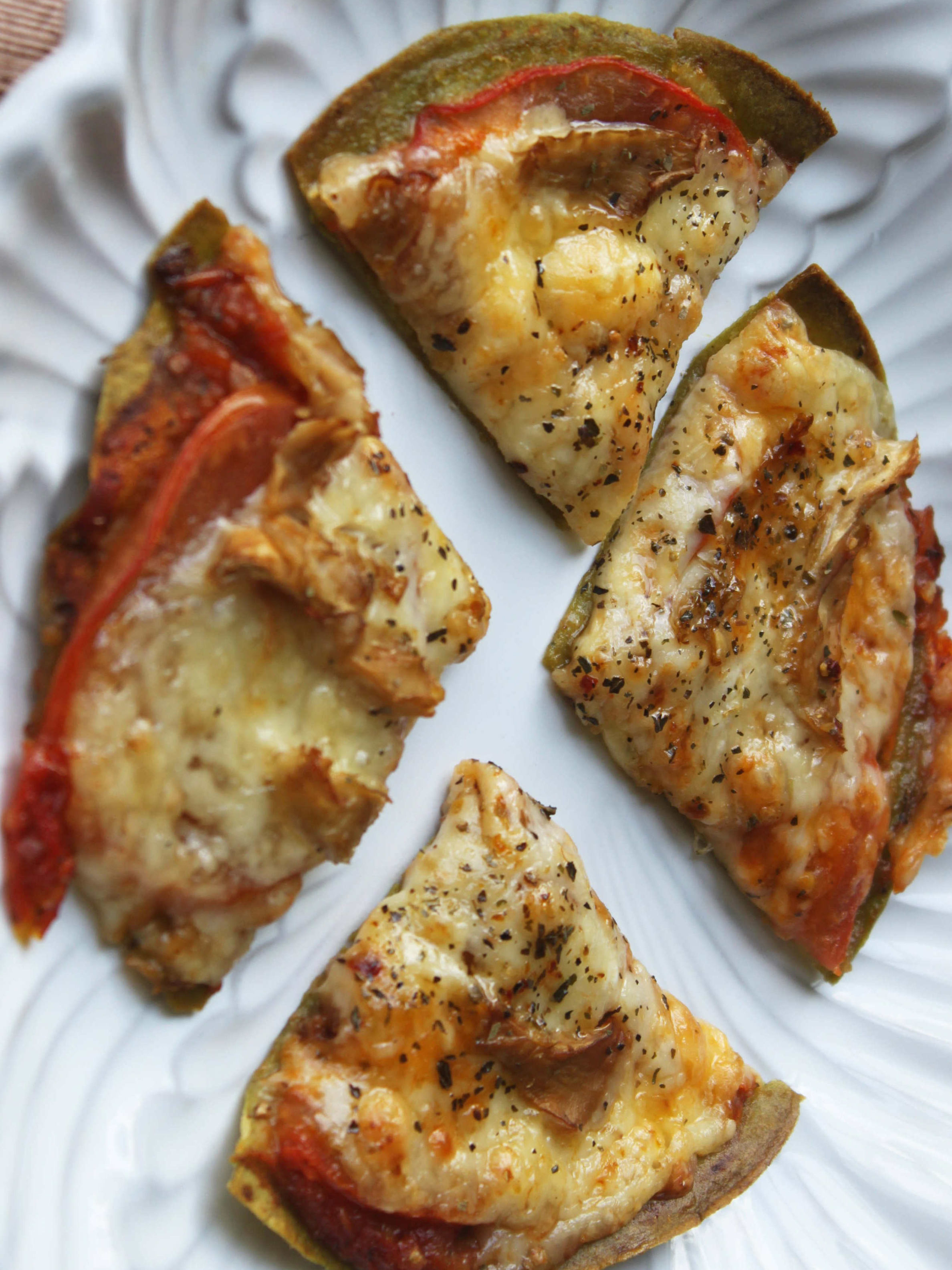 Mushroom Pizza in Vegetable Tortilla